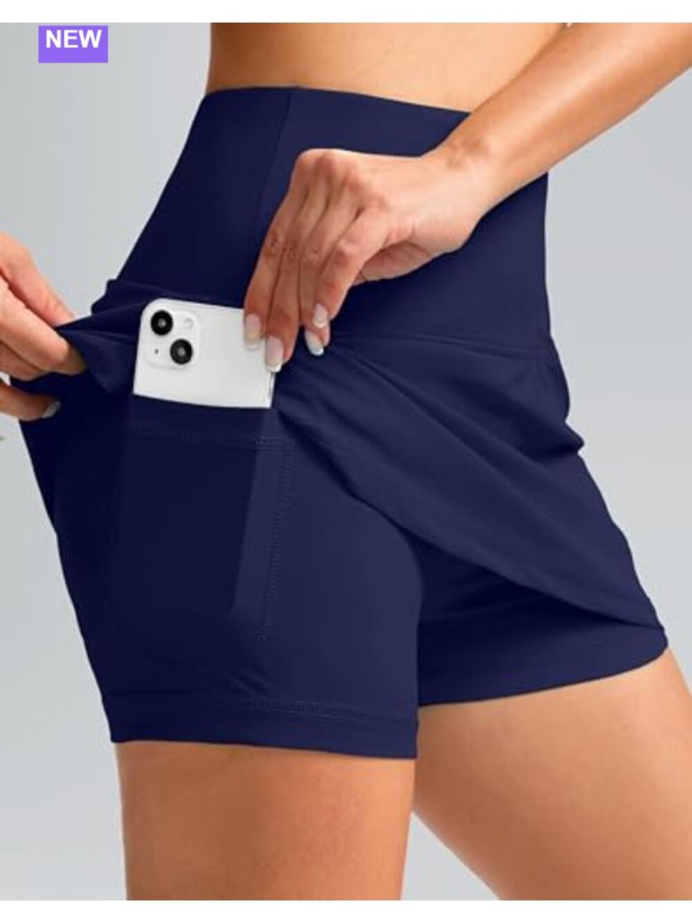 High Waisted Swim Skirt with Pocket Tummy Control Tankini Bottoms - Picture 2 of 6